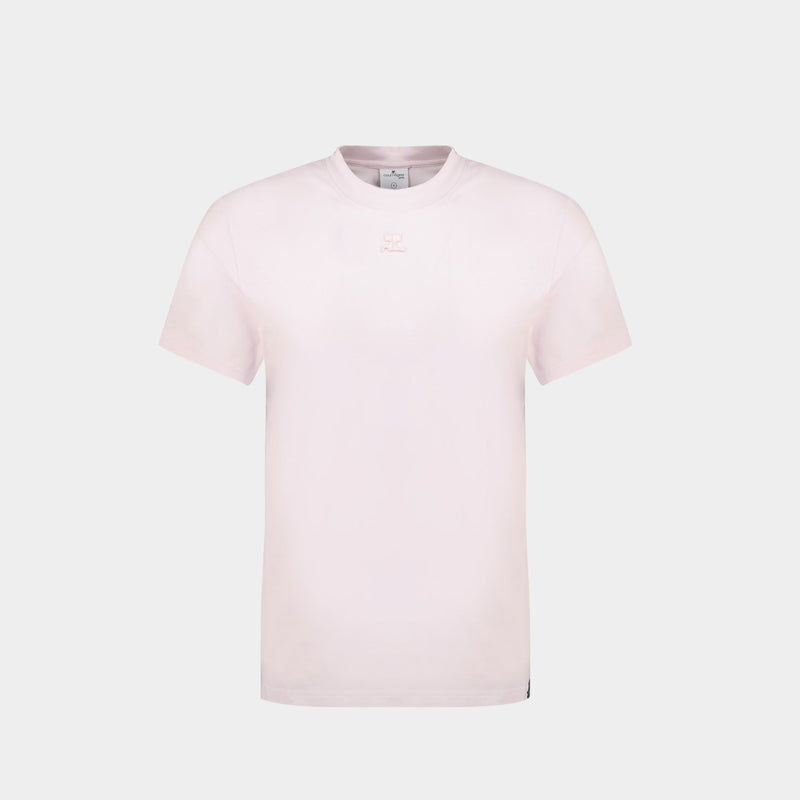 AC Straight T-Shirt - Courreges - Cotton - Powder Pink