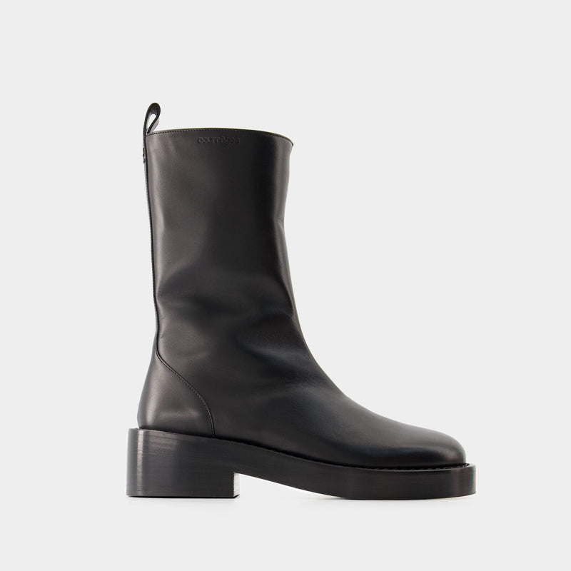 Zipped Ankle Boots - Courreges - Leather - Black