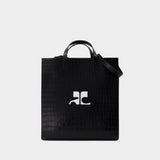 Heritage Croco Shopper Bag - Courreges - Leather - Black