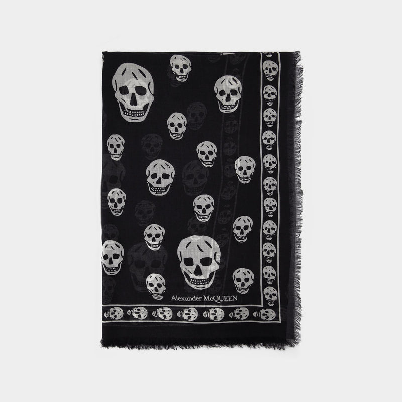 Alexander McQueen Skull Silk Scarf Black/ Ivory