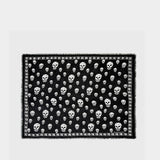 Skull Scarf in Black and Ivory Modal and Silk