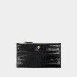 Flat Zip W/Cc Wallet - Alexander Mcqueen - Black - Leather