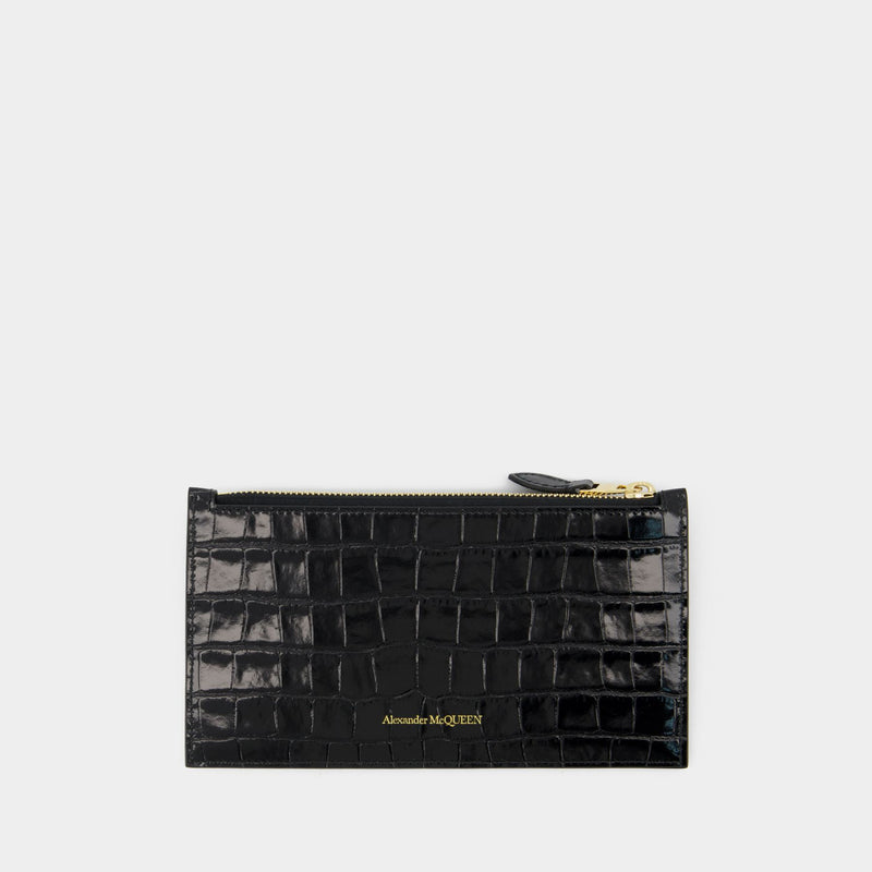 Flat Zip W/Cc Wallet - Alexander Mcqueen - Black - Leather