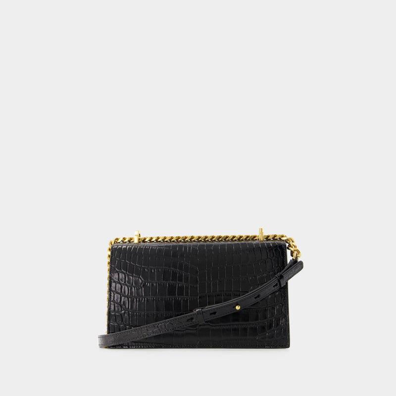 Jewelled Satchel Bag - Alexander McQueen - Leather - Black