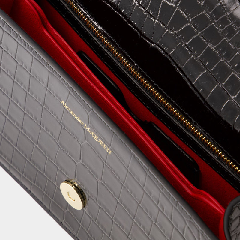 Jewelled Satchel Bag - Alexander McQueen - Leather - Black
