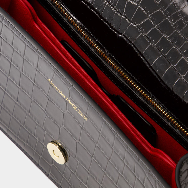 Jewelled Satchel Bag - Alexander McQueen - Leather - Black