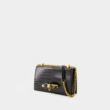 Jewelled Satchel Bag - Alexander McQueen - Leather - Black