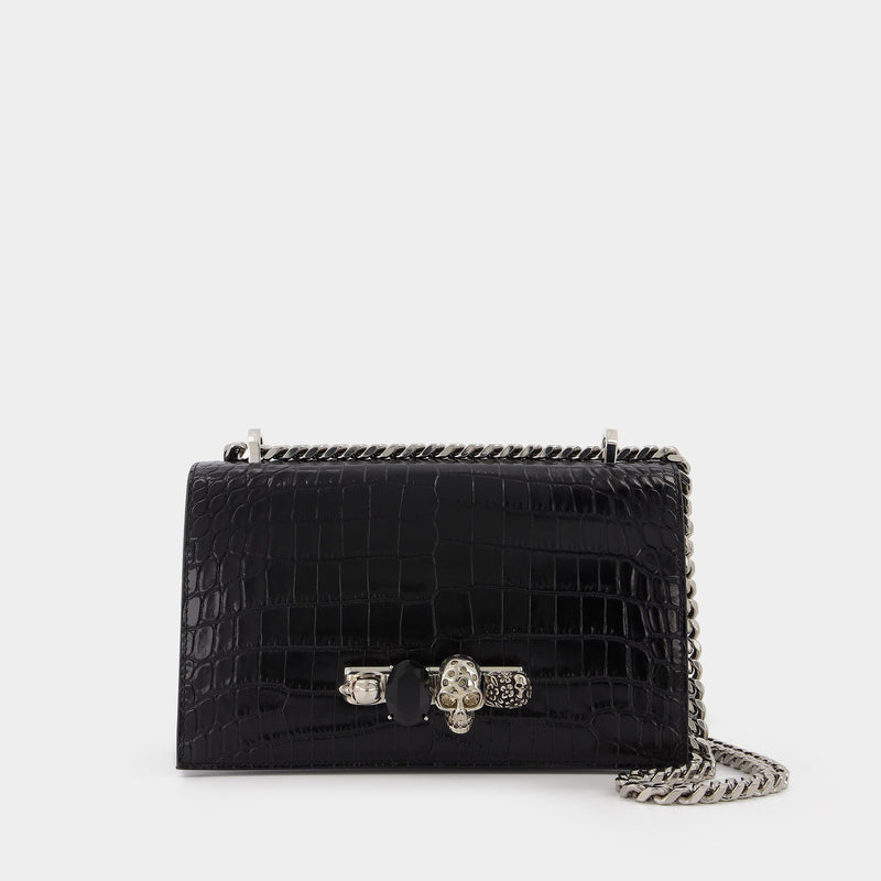 The Jewelled Satchel in Black Leather