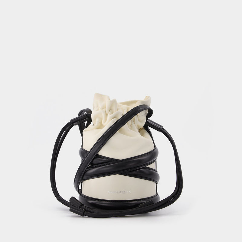 Soft Curve Bag in Beige and Black Leather