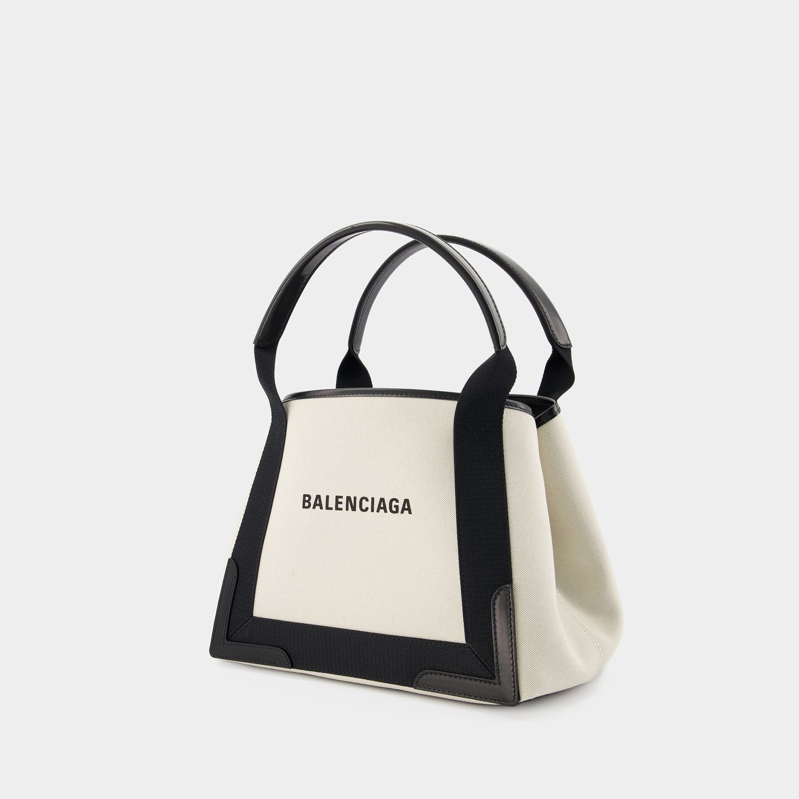 Navy Cabas S Bag - Balenciaga - Natural/ Black - Canva