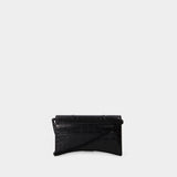 Hourglass Wallet on chain - Balenciaga - Leather - Black