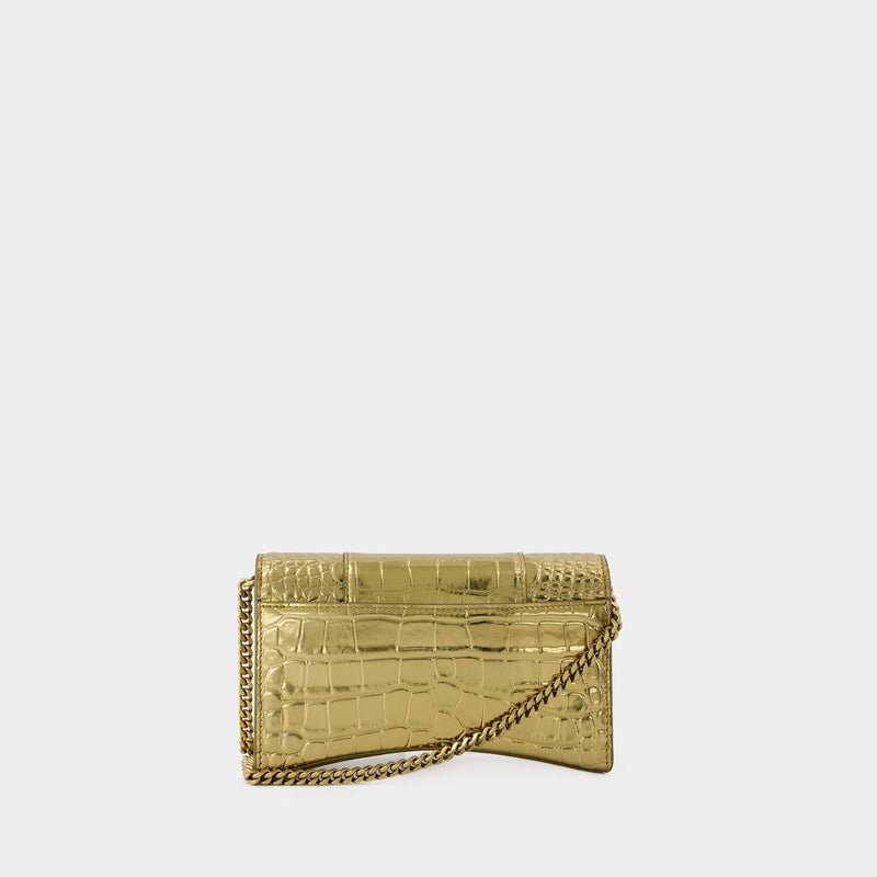 Hourglass Wallet On Chain - Balenciaga - Leather - Gold