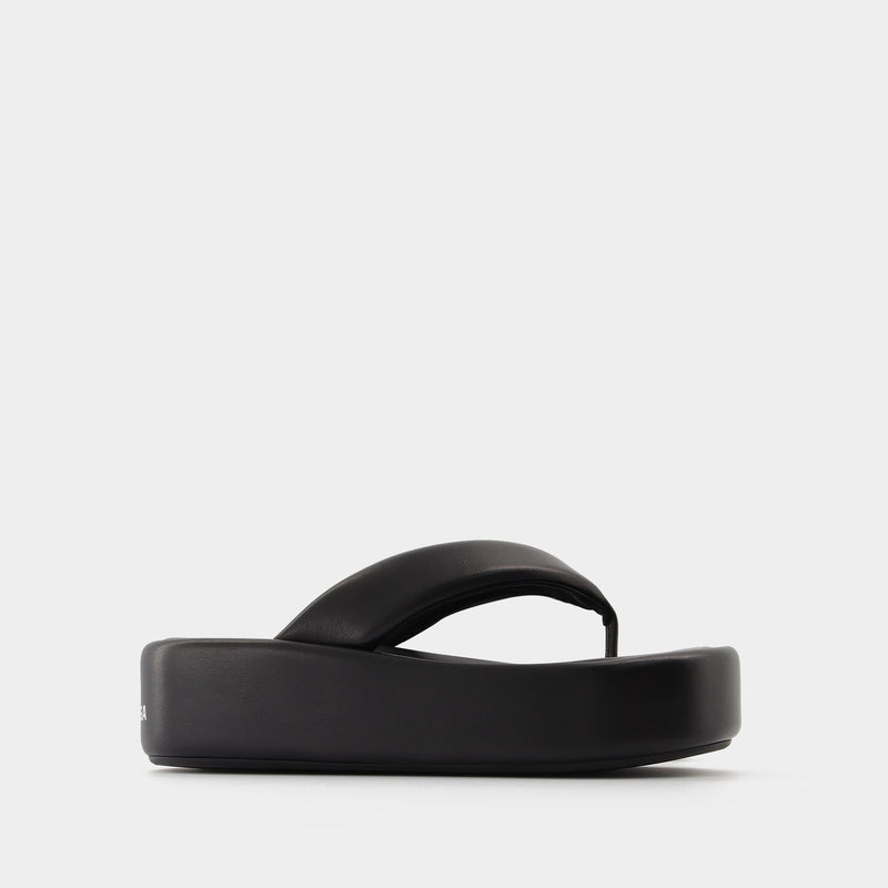 Rise Thong Sandals in Black Canvas
