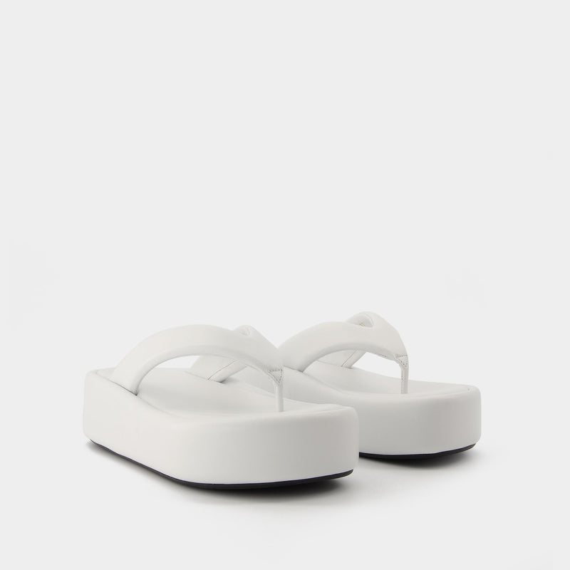 Rise Thong Sandals in White Canvas
