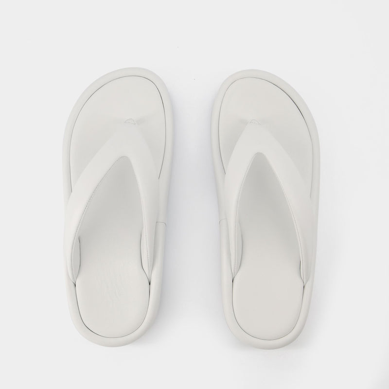 Rise Thong Sandals in White Canvas