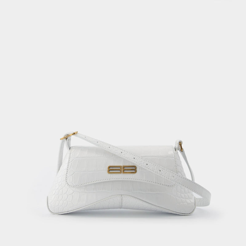 Flap Stret Bag in White Leather
