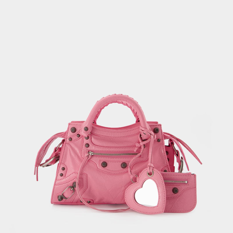 Le Cagole Heart Mini Leather Crossbody Bag in Pink - Balenciaga