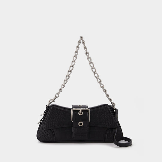 Lindsay Bag in Black Croco Embossed leather