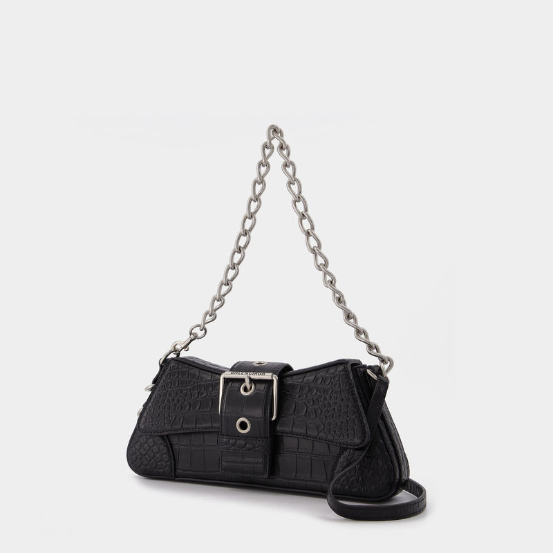 Lindsay Bag in Black Croco Embossed leather