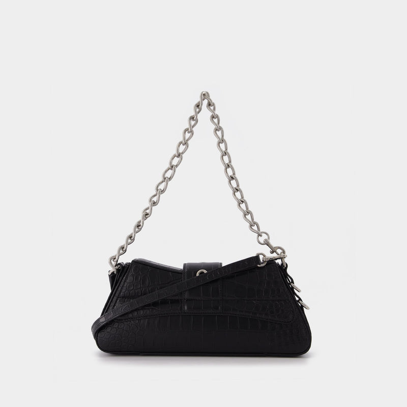 Lindsay Bag in Black Croco Embossed leather