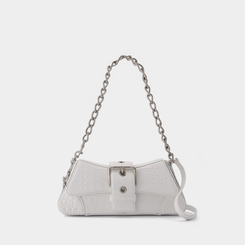 Lindsay Bag in White Croco Embossed leather