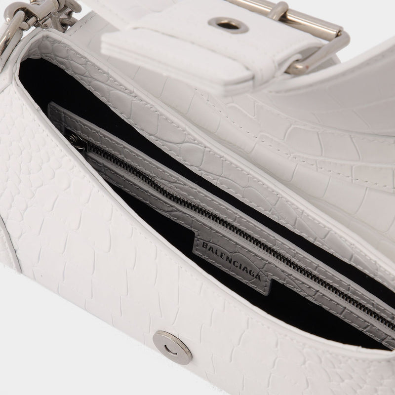 Lindsay Bag in White Croco Embossed leather