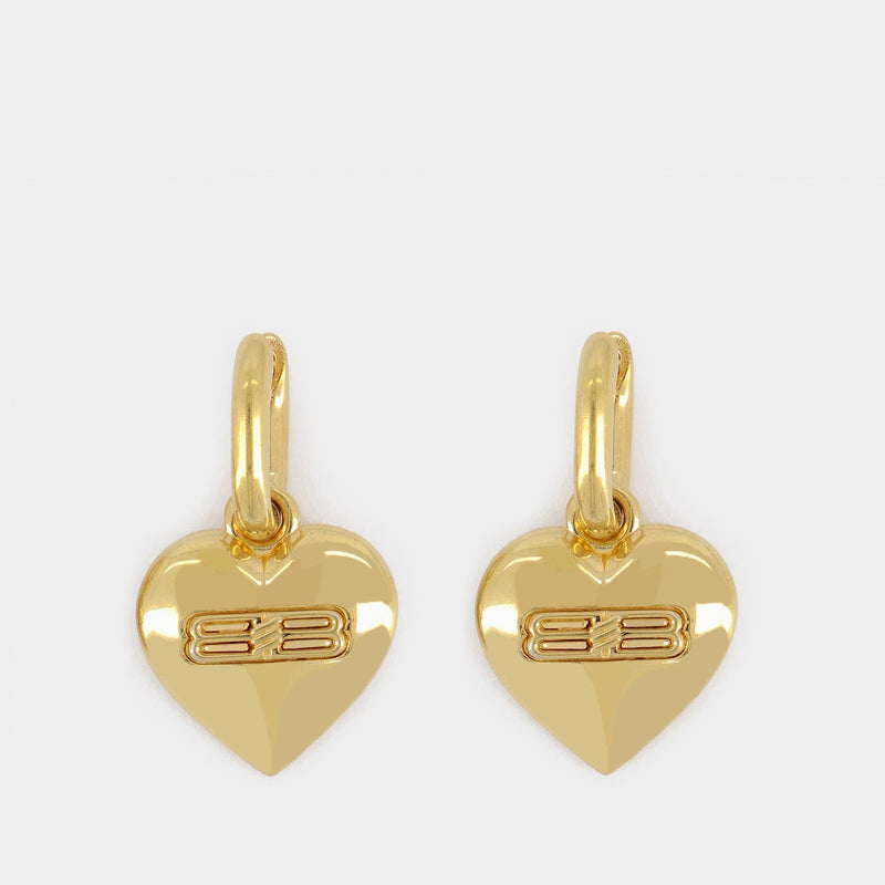 Bb Heart Gold-Tone Brass Earrings