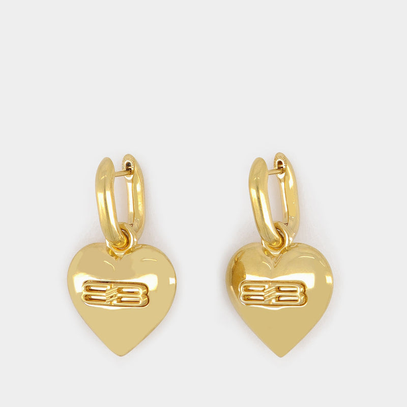 Bb Heart Gold-Tone Brass Earrings