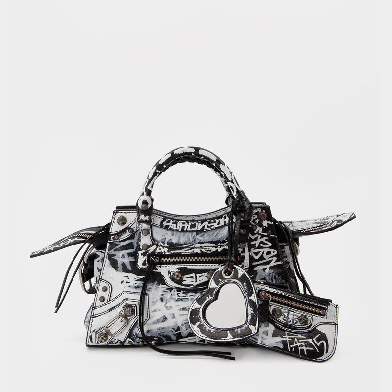 Balenciaga Neo Cagole City Graffiti Lambskin Top-Handle Bag