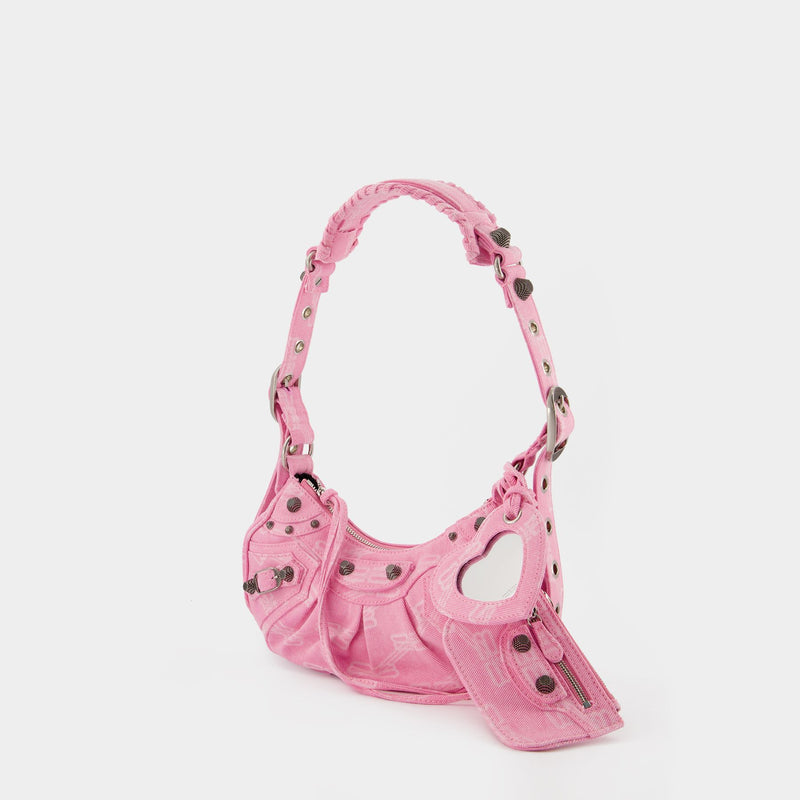 Le Cagole XS Bag in Pink Laser Wash Denim, BB Monogram