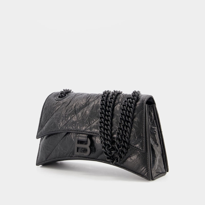 Crush Chain S Hobo Bag - Balenciaga -  Black - Leather