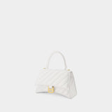 Hourglass Bag in White Quilted Leather