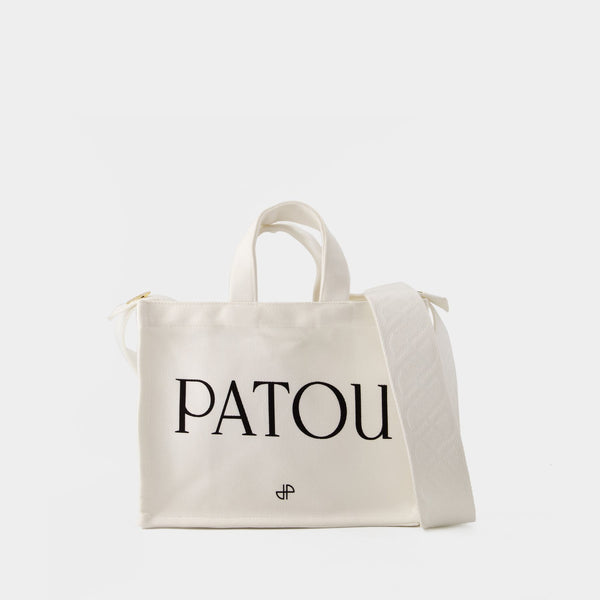 【関税&送料込】Patou White Canvas Small Tote Patou Shopping Patou Small Tote Bag - Patou - Cotton - Cream