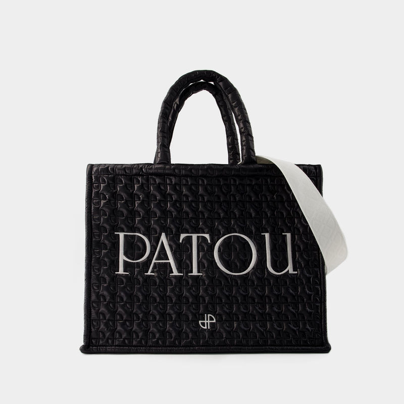 Patou Large Tote Bag - Patou - Cotton - Black Ski Slope