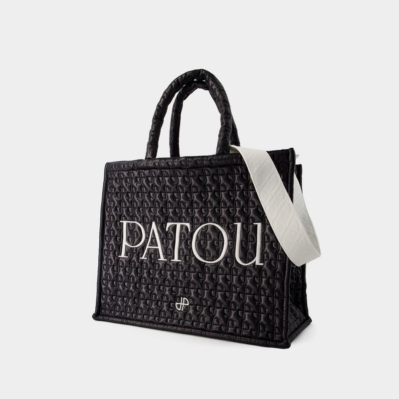 Patou Large Tote Bag - Patou - Cotton - Black Ski Slope