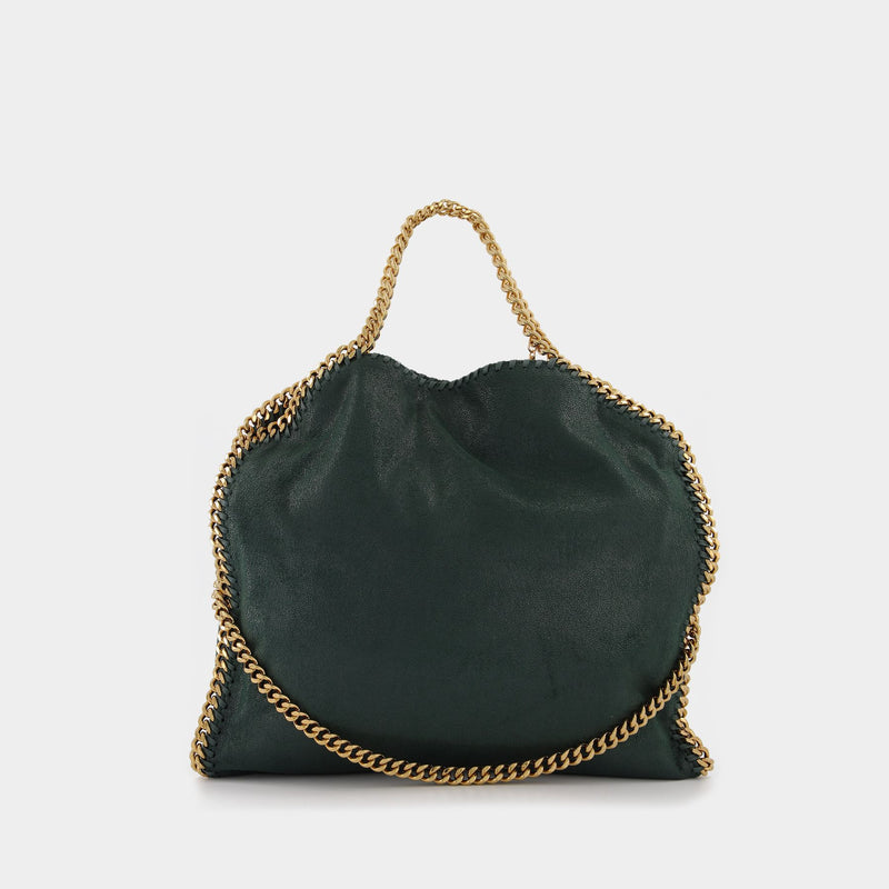 Falabella 3 Chain Tote in green synthetic leather