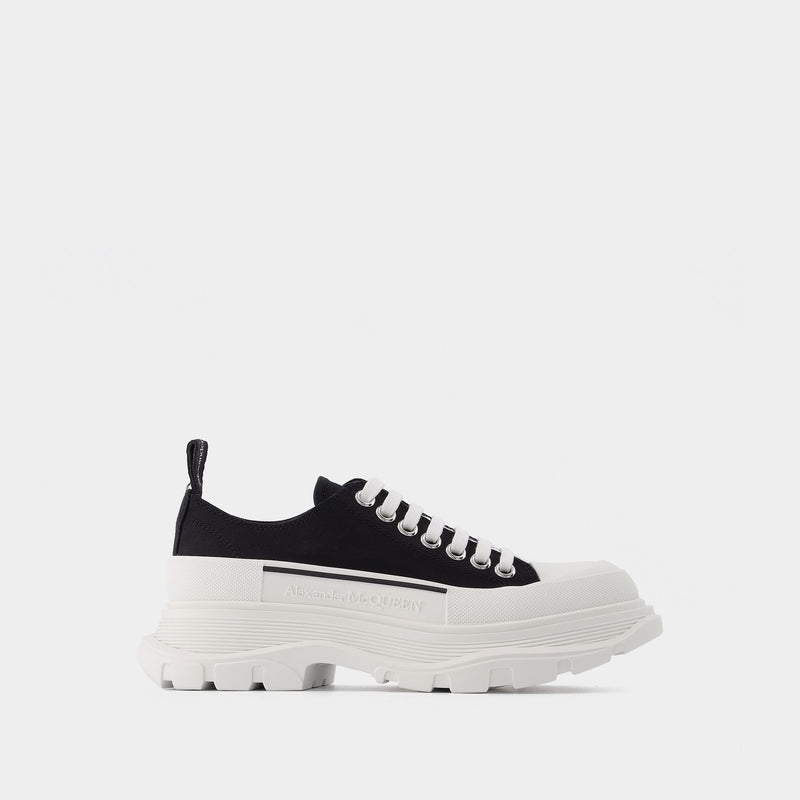 Tread Slick Sneakers in Black and White Fabric