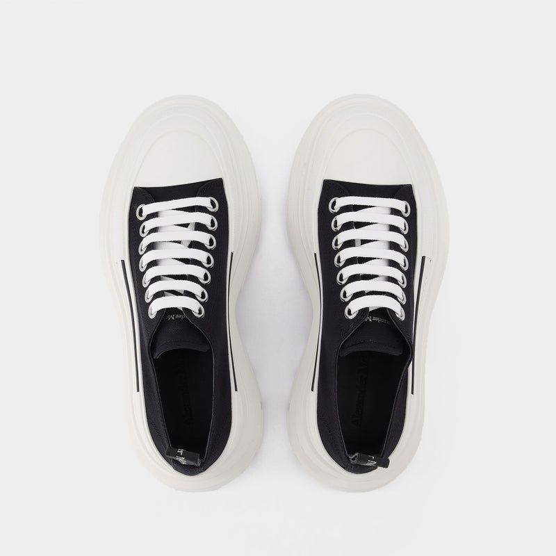 Tread Slick Sneakers in Black and White Fabric