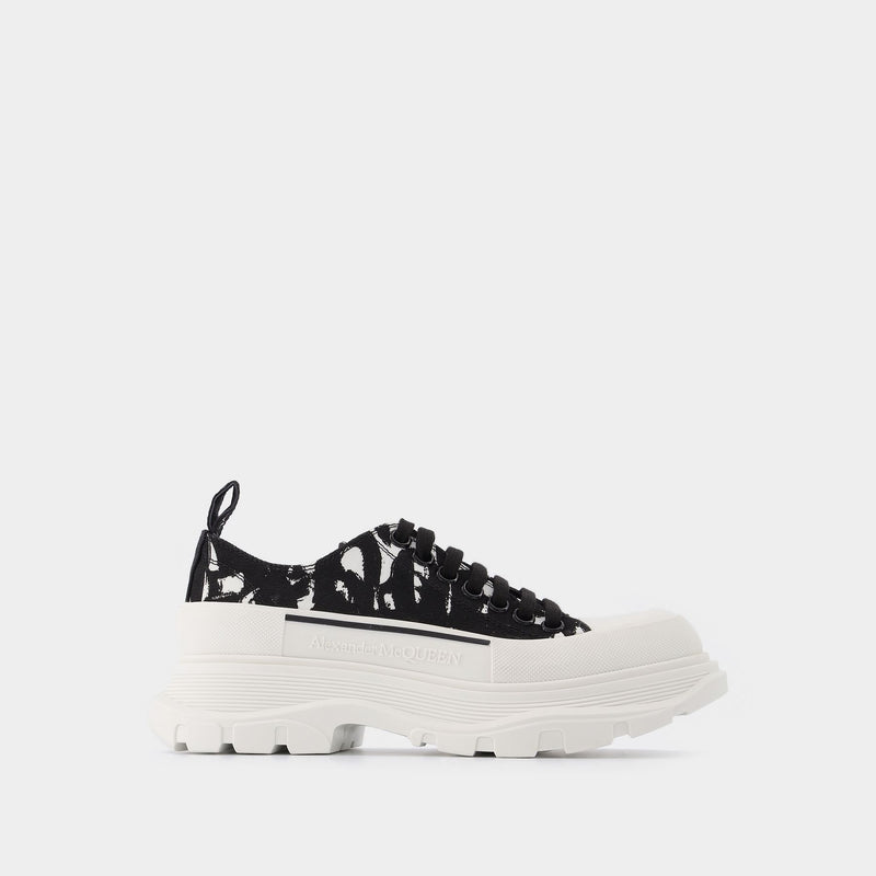 Tread Slick Sneakers in Black and White Fabric