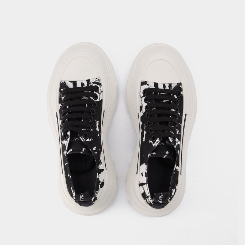 Tread Slick Sneakers in Black and White Fabric