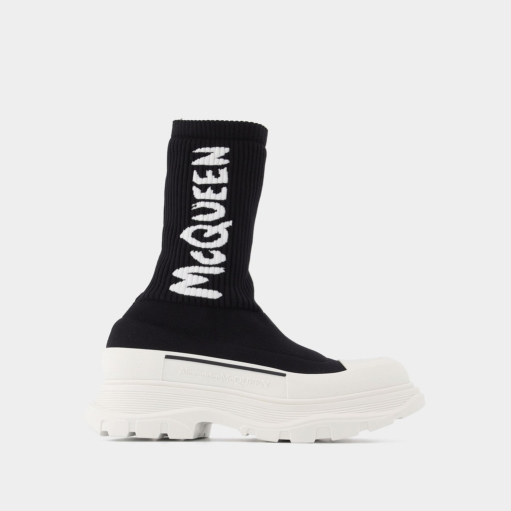 Size 7.5 - Alexander McQueen Tread Slick Boots Black White Buy Alexander McQueen Tread Slick Boot  main image 4