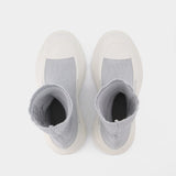 Tread Slick Sneakers in Silver and White Fabric