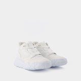 New Court Sneakers in White & Silver Leather