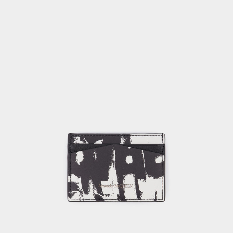 Card Holder in Black and White Leather