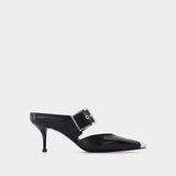 Boxcar pumps in Black and Silver Leather