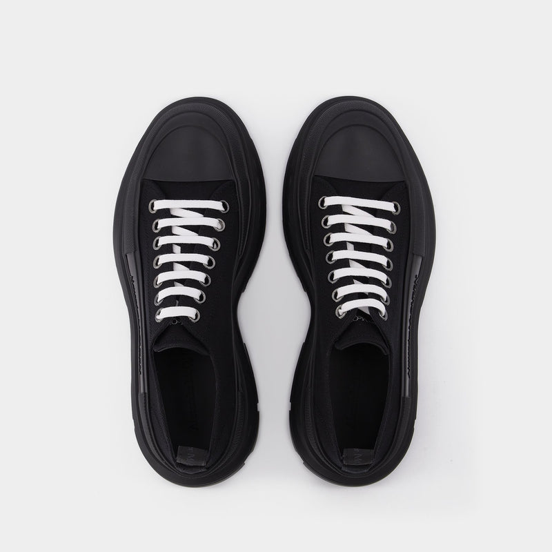 Men's Luxury Sneakers - Alexander McQueen Black and White Low Tread Slick  Sneakers