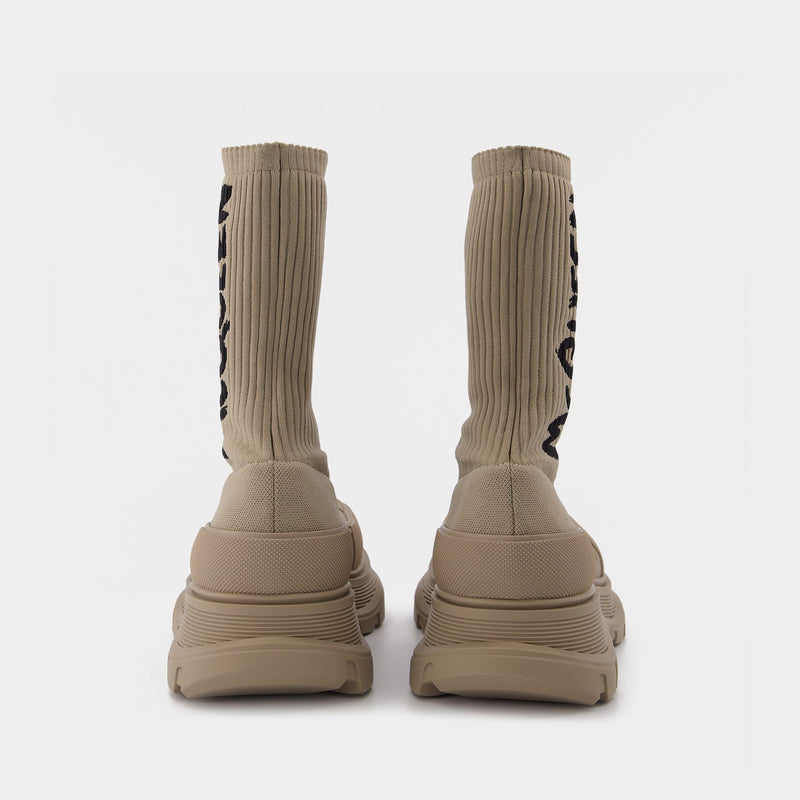 Sock Boots in Beige