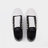 Deck Sneaker With Studs in Black Leather