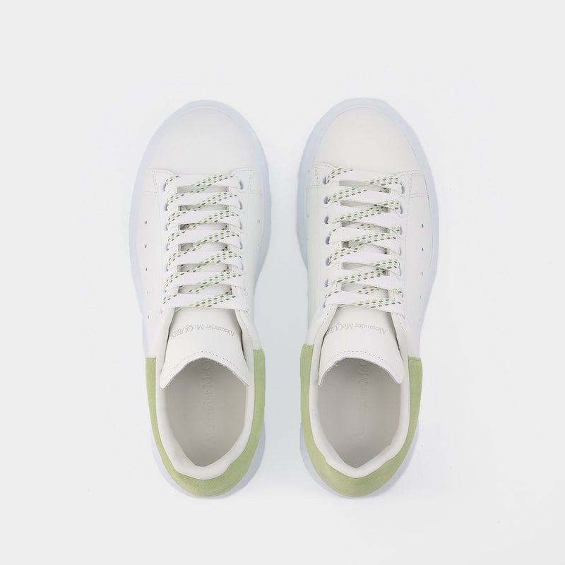 Oversize sneakers in Green and White Leather