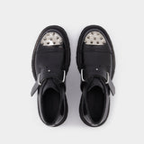 Loafers With Studs in Black Leather
